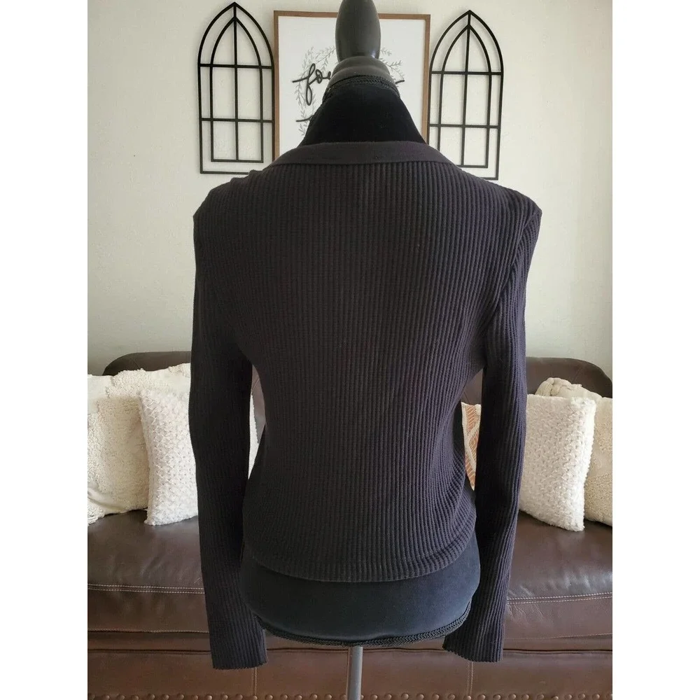 The Range Jumbo Stark Black Thermal Drawcord Long Sleeve Henley NWT